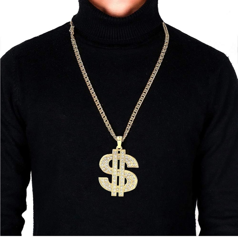 # 37 Chain with Dollar Sign Big Money Necklaces for Men Women Iced Out